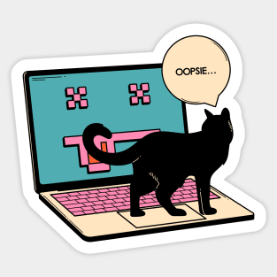 404 Error Laptop Black Cat in pink Sticker